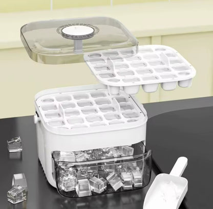 50-Cube Ice Maker with Easy Press Cap Double Layer Ice Cube Maker Refrigerator Household Ice Storage Ice Box