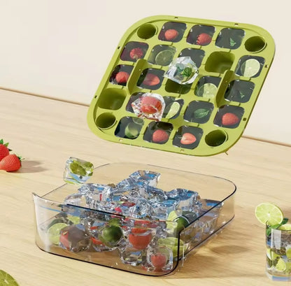 50-Cube Ice Maker with Easy Press Cap Double Layer Ice Cube Maker Refrigerator Household Ice Storage Ice Box