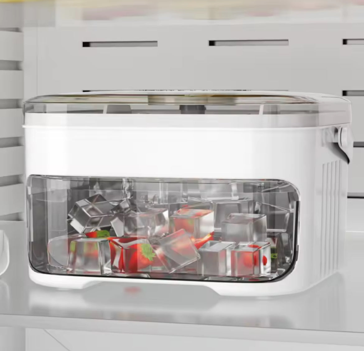 50-Cube Ice Maker with Easy Press Cap Double Layer Ice Cube Maker Refrigerator Household Ice Storage Ice Box