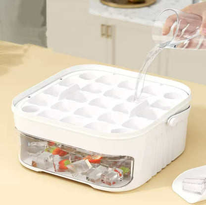50-Cube Ice Maker with Easy Press Cap Double Layer Ice Cube Maker Refrigerator Household Ice Storage Ice Box