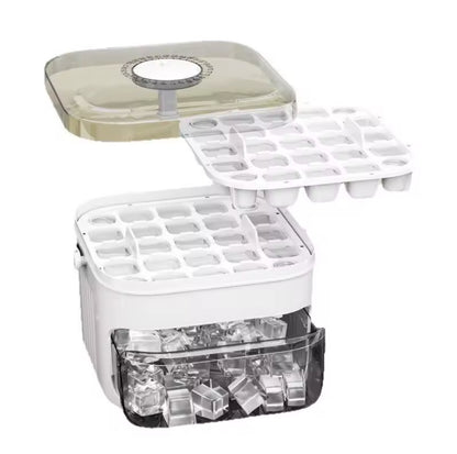 50-Cube Ice Maker with Easy Press Cap Double Layer Ice Cube Maker Refrigerator Household Ice Storage Ice Box