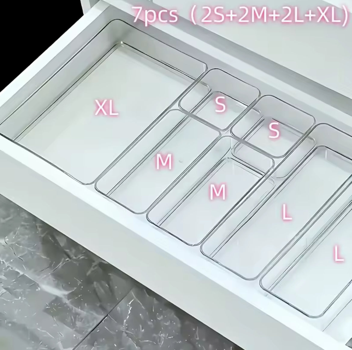 4/7 PCS Acrylic Clear Drawer Organizer Set, Cosmetic Storage Box for Vanity, Desk  Office Supplies, Home Desk & Drawer Organiza