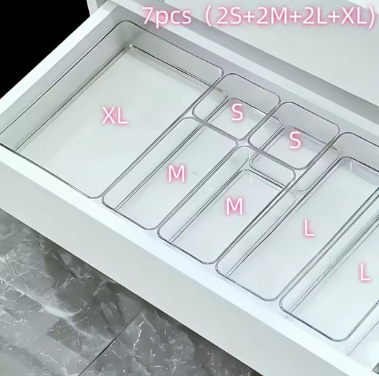 4/7 PCS Acrylic Clear Drawer Organizer Set, Cosmetic Storage Box for Vanity, Desk  Office Supplies, Home Desk & Drawer Organiza