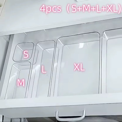 4/7 PCS Acrylic Clear Drawer Organizer Set, Cosmetic Storage Box for Vanity, Desk  Office Supplies, Home Desk & Drawer Organiza