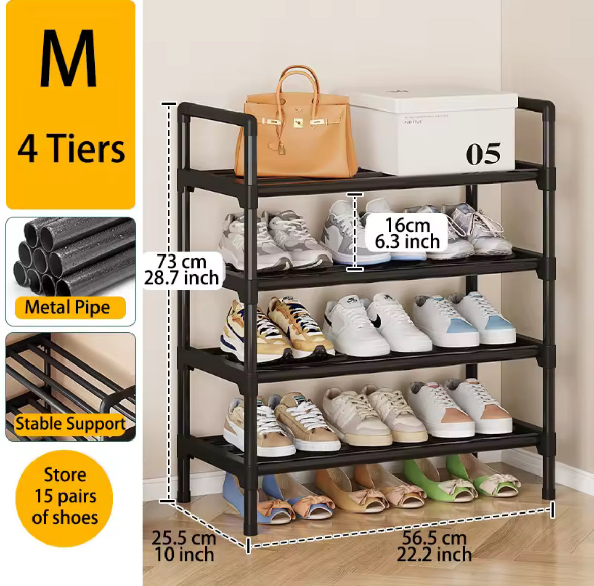 Multiple Layers Metal Shoe Rack, Large Capacity Shoe Organizer for Entryway, Closet, Garage, Shoe Shelf for Living Room