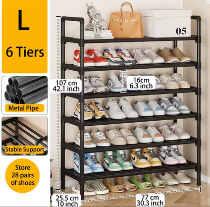 Multiple Layers Metal Shoe Rack, Large Capacity Shoe Organizer for Entryway, Closet, Garage, Shoe Shelf for Living Room