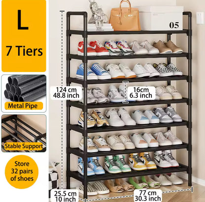 Multiple Layers Metal Shoe Rack, Large Capacity Shoe Organizer for Entryway, Closet, Garage, Shoe Shelf for Living Room