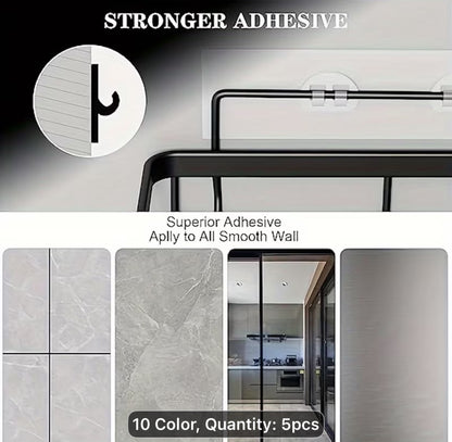 Shower Caddy Organizer, 5-Pack Adhesive Rustproof Stainless Steel Shower Shelves with Soap Holder, No Drilling Shower Storage Rack for Family Renters Bathroom, Random Colors to Choose, Shower Caddies